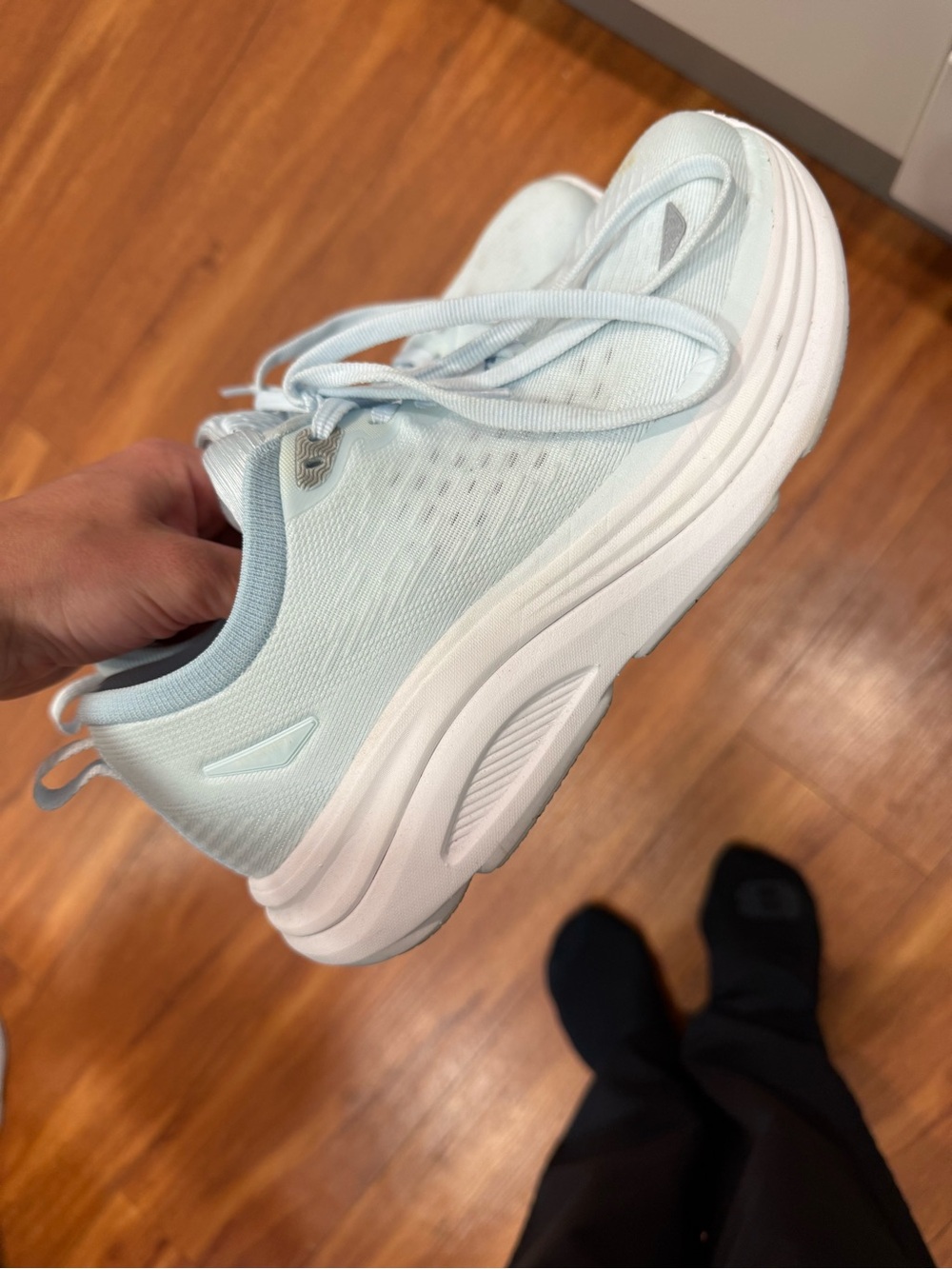 JustFab Women's Pale Blue Knit Lace-Up Athletic Sneakers